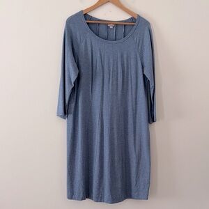 J.Jill A Line Pin-tuck Knit Midi Dress 3/4
Sleeves Cotton Modal Blue Size XL